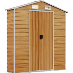 Sale Haveskur i galvaniseret stål - Praktisk opbevaring | Størrelse: 191x640x198 cm | Farve: Lysebrun Skure, Garager & Carports