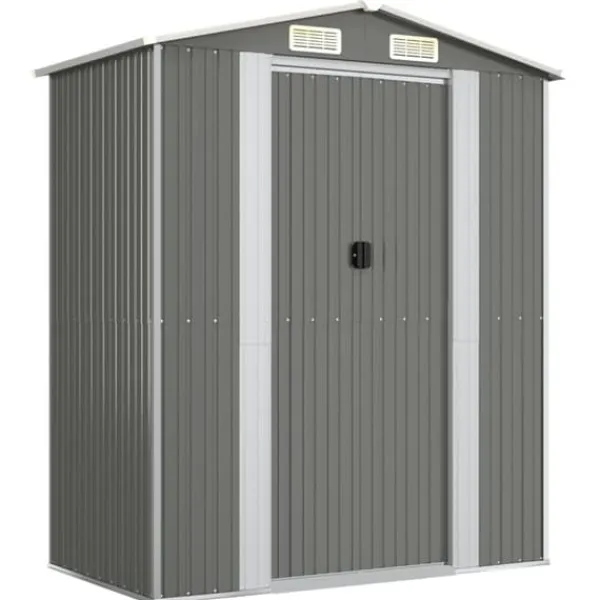 Discount Haveskur i galvaniseret stål - Rummelig opbevaring | Farve: Lysegrå | Størrelse: 192x108x223 cm Skure, Garager & Carports