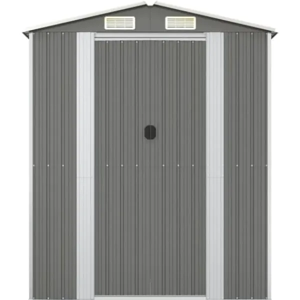 Discount Haveskur i galvaniseret stål - Rummelig opbevaring | Farve: Lysegrå | Størrelse: 192x108x223 cm Skure, Garager & Carports
