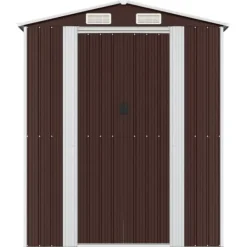 Skure, Garager & Carports^Haveskur i galvaniseret stål - Rummelig opbevaring | Farve: Mørkebrun | Størrelse: 192x689x223 cm