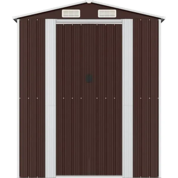 Skure, Garager & Carports^Haveskur i galvaniseret stål - Rummelig opbevaring | Farve: Mørkebrun | Størrelse: 192x689x223 cm