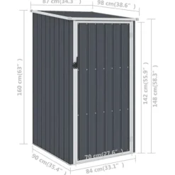 Skure, Garager & Carports^Haveskur i galvaniseret stål - Vejrbestandigt og holdbart | Størrelse: 87x98x159 cm | Farve: Antracitgrå