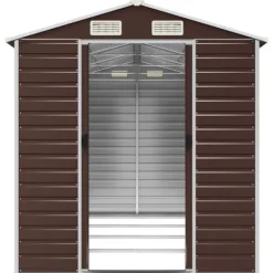 Skure, Garager & Carports^Haveskur i galvaniseret stål - Praktisk og robust opbevaring | Farve: Brun | Størrelse: 191x385x198 cm