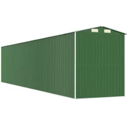 Skure, Garager & Carports^Haveskur i galvaniseret stål - Rummelig opbevaring | Farve: Grøn | Størrelse: 192x938x223 cm