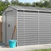 Skure, Garager & Carports^Haveskur i galvaniseret stål - Multifunktionel opbevaring | Farve: Lysegrå | Størrelse: 191x555x198 cm