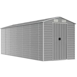 Skure, Garager & Carports^Haveskur i galvaniseret stål - Multifunktionel opbevaring | Farve: Lysegrå | Størrelse: 191x555x198 cm