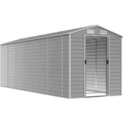 Skure, Garager & Carports^Haveskur i galvaniseret stål - Multifunktionel opbevaring | Farve: Lysegrå | Størrelse: 191x555x198 cm