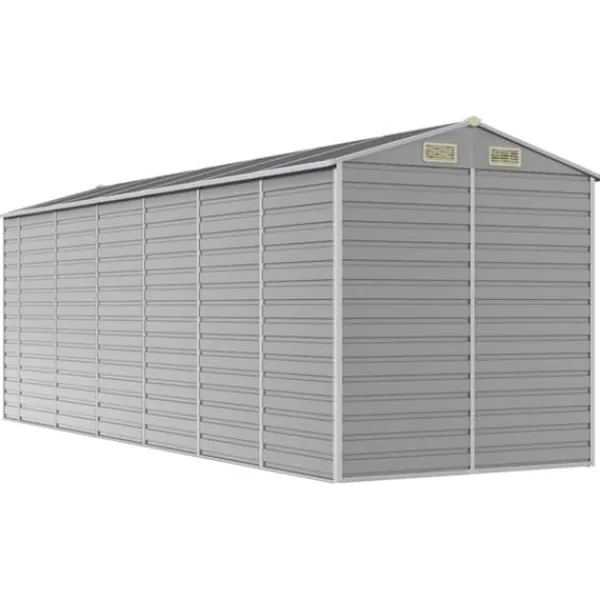 Skure, Garager & Carports^Haveskur i galvaniseret stål - Multifunktionel opbevaring | Farve: Lysegrå | Størrelse: 191x555x198 cm