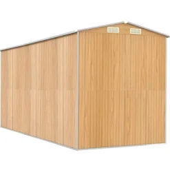 Skure, Garager & Carports^Haveskur i galvaniseret stål - Rummeligt opbevaringsskur | Farve: Lysebrun | Størrelse: 192x440x223 cm