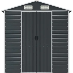 New Haveskur i galvaniseret stål - Robust opbevaring | Farve: Antracitgrå | Størrelse: 191x640x198 cm Skure, Garager & Carports