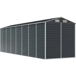 New Haveskur i galvaniseret stål - Robust opbevaring | Farve: Antracitgrå | Størrelse: 191x640x198 cm Skure, Garager & Carports