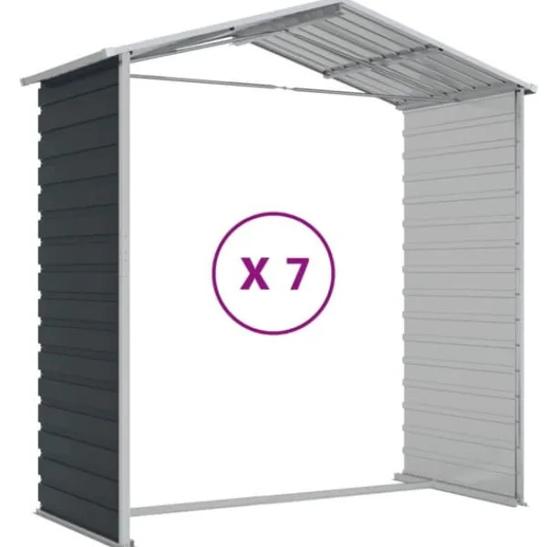 New Haveskur i galvaniseret stål - Robust opbevaring | Farve: Antracitgrå | Størrelse: 191x640x198 cm Skure, Garager & Carports