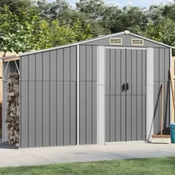 Skure, Garager & Carports^Haveskur i galvaniseret stål - Multiskur til værktøjer | Størrelse: 277x93x179 cm | Farve: Grå