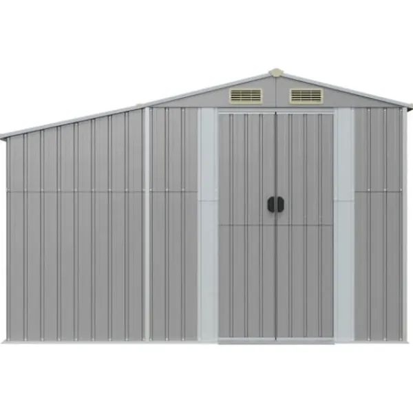 Skure, Garager & Carports^Haveskur i galvaniseret stål - Multiskur til værktøjer | Størrelse: 277x93x179 cm | Farve: Grå