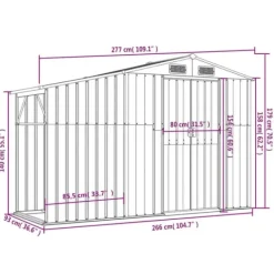Skure, Garager & Carports^Haveskur i galvaniseret stål - Multiskur til værktøjer | Størrelse: 277x93x179 cm | Farve: Grå
