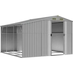 Hot Haveskur i galvaniseret stål - Robust opbevaring | Farve: Grå | Størrelse: 277x279x179 cm Skure, Garager & Carports