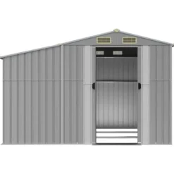 Hot Haveskur i galvaniseret stål - Robust opbevaring | Farve: Grå | Størrelse: 277x279x179 cm Skure, Garager & Carports