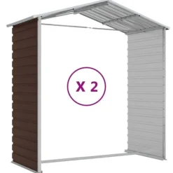 Skure, Garager & Carports^Haveskur i galvaniseret stål - Multifunktionelt udendørs opbevaringsskur | Farve: Brun | Størrelse: 191x215x198 cm