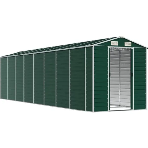 Haveskur i galvaniseret stål - Robuste opbevaringsløsninger | Farve: Grøn | Størrelse: 191x725x198 cm Skure, Garager & Carports
