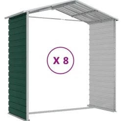 Haveskur i galvaniseret stål - Robuste opbevaringsløsninger | Farve: Grøn | Størrelse: 191x725x198 cm Skure, Garager & Carports
