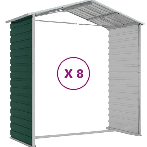 Haveskur i galvaniseret stål - Robuste opbevaringsløsninger | Farve: Grøn | Størrelse: 191x725x198 cm Skure, Garager & Carports