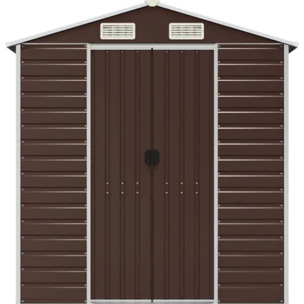 Skure, Garager & Carports^Haveskur i galvaniseret stål - Multifunktionel opbevaring | Størrelse: 191x725x198 cm | Farve: Brun
