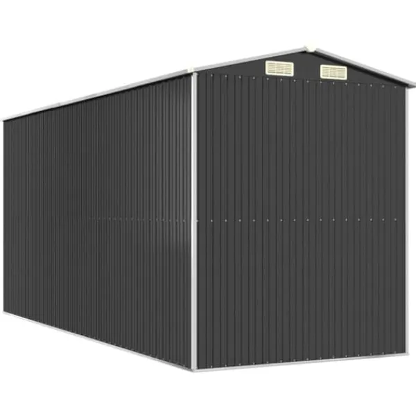 Online Haveskur i galvaniseret stål - Rummeligt opbevaringsskur | Farve: Antracitgrå | Størrelse: 192x440x223 cm Skure, Garager & Carports