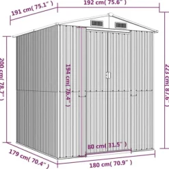 Skure, Garager & Carports^Haveskur i galvaniseret stål - Rummelig opbevaringsløsning | Farve: Antracitgrå | Størrelse: 192x191x223 cm