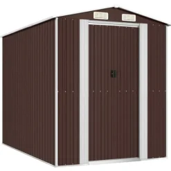 Skure, Garager & Carports^Haveskur i galvaniseret stål - Rummelig opbevaringsløsning | Farve: Mørkebrun | Størrelse: 192x274x223 cm