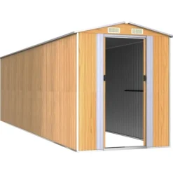 Outlet Haveskur i galvaniseret stål - Rummeligt opbevaringsskur | Farve: Lysebrun | Størrelse: 192x689x223 cm Skure, Garager & Carports