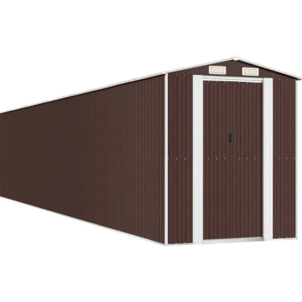 Discount Haveskur i galvaniseret stål - Rummelig opbevaringsløsning | Farve: Mørkebrun | Størrelse: 192x102x223 cm Skure, Garager & Carports
