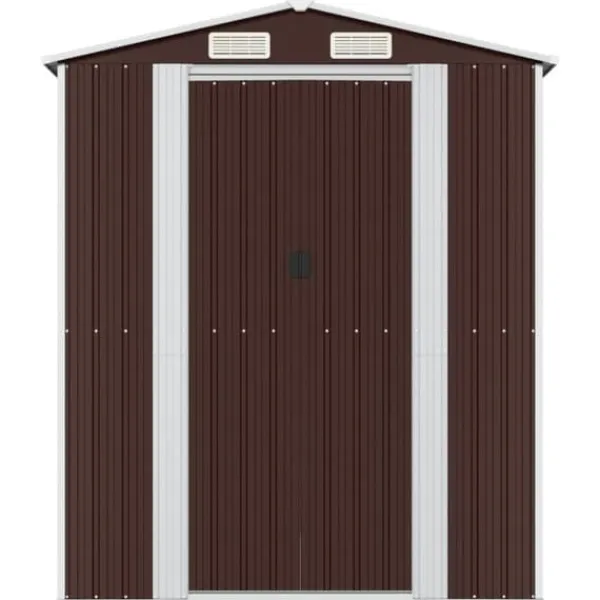 Discount Haveskur i galvaniseret stål - Rummelig opbevaringsløsning | Farve: Mørkebrun | Størrelse: 192x102x223 cm Skure, Garager & Carports