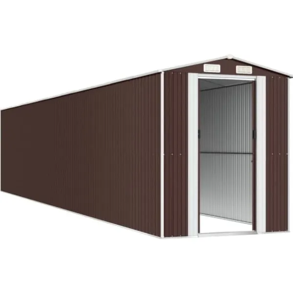 Discount Haveskur i galvaniseret stål - Rummelig opbevaringsløsning | Farve: Mørkebrun | Størrelse: 192x102x223 cm Skure, Garager & Carports