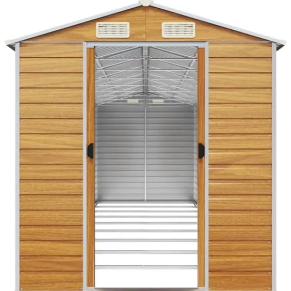 Skure, Garager & Carports^Haveskur i galvaniseret stål - Opbevaringsløsning | Størrelse: 191x810x198 cm | Farve: Lysebrun
