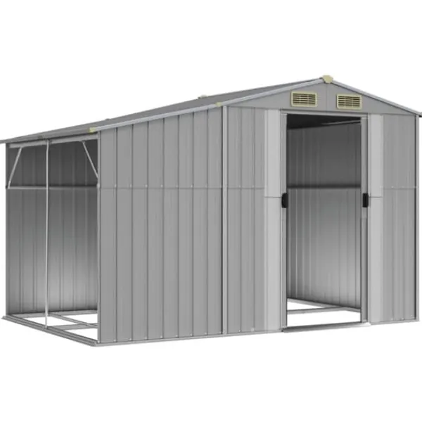 Best Haveskur i galvaniseret stål - Udendørs opbevaringsløsning | Størrelse: 277x192,5x179 cm | Farve: Grå Skure, Garager & Carports