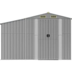 Best Haveskur i galvaniseret stål - Udendørs opbevaringsløsning | Størrelse: 277x192,5x179 cm | Farve: Grå Skure, Garager & Carports