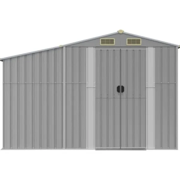 Best Haveskur i galvaniseret stål - Udendørs opbevaringsløsning | Størrelse: 277x192,5x179 cm | Farve: Grå Skure, Garager & Carports