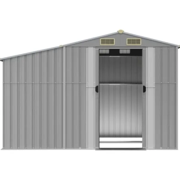 Best Haveskur i galvaniseret stål - Udendørs opbevaringsløsning | Størrelse: 277x192,5x179 cm | Farve: Grå Skure, Garager & Carports
