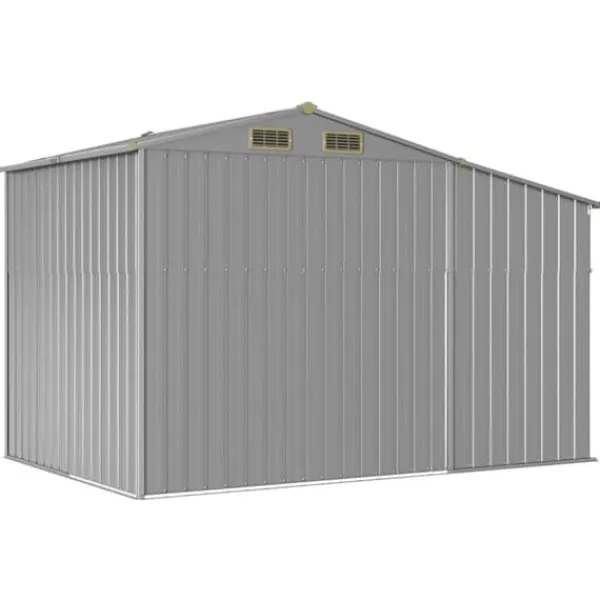 Best Haveskur i galvaniseret stål - Udendørs opbevaringsløsning | Størrelse: 277x192,5x179 cm | Farve: Grå Skure, Garager & Carports