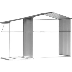 Best Haveskur i galvaniseret stål - Udendørs opbevaringsløsning | Størrelse: 277x192,5x179 cm | Farve: Grå Skure, Garager & Carports