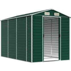 Online Haveskur i galvaniseret stål - Multifunktionel opbevaring | Farve: Grøn | Størrelse: 191x300x198 cm Skure, Garager & Carports