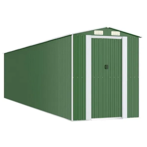 Skure, Garager & Carports^Haveskur i galvaniseret stål - Rummelig opbevaringsløsning | Farve: Grøn | Størrelse: 192x85x223 cm