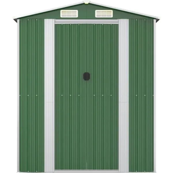 Skure, Garager & Carports^Haveskur i galvaniseret stål - Rummelig opbevaringsløsning | Farve: Grøn | Størrelse: 192x85x223 cm