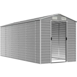 Skure, Garager & Carports^Haveskur i galvaniseret stål - Multifunktionelt opbevaringsskur | Farve: Lysegrå | Størrelse: 191x470x198 cm