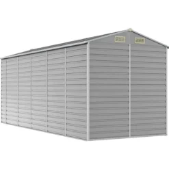 Skure, Garager & Carports^Haveskur i galvaniseret stål - Multifunktionelt opbevaringsskur | Farve: Lysegrå | Størrelse: 191x470x198 cm