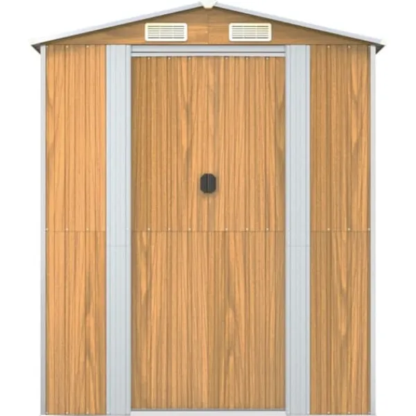 Skure, Garager & Carports^Haveskur i galvaniseret stål - Rummeligt opbevaringsskur | Farve: Lysebrun | Størrelse: 192x357x223 cm