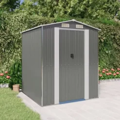 Best Haveskur i galvaniseret stål - Rummelig opbevaringsløsning | Farve: Lysegrå | Størrelse: 192x191x223 cm Skure, Garager & Carports