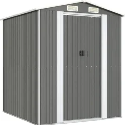 Best Haveskur i galvaniseret stål - Rummelig opbevaringsløsning | Farve: Lysegrå | Størrelse: 192x191x223 cm Skure, Garager & Carports