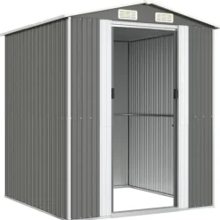 Best Haveskur i galvaniseret stål - Rummelig opbevaringsløsning | Farve: Lysegrå | Størrelse: 192x191x223 cm Skure, Garager & Carports
