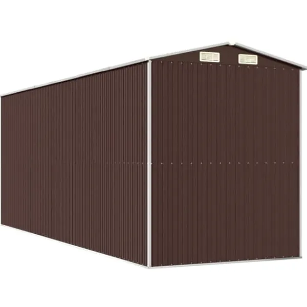 Skure, Garager & Carports^Haveskur i galvaniseret stål - Rummeligt og holdbart | Størrelse: 192x523x223 cm | Farve: Mørkebrun